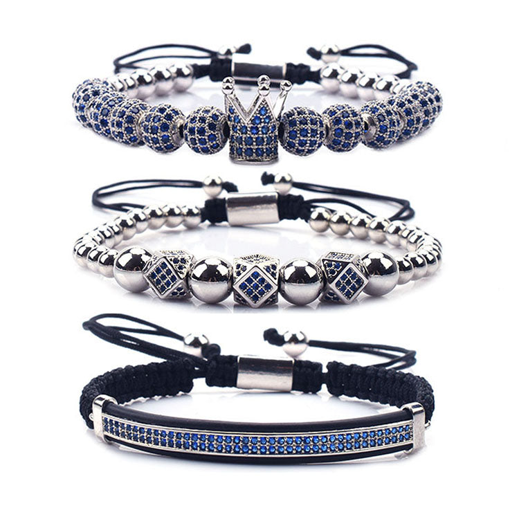 GLOBAL JEWELRY: Silver/Blue King Bracelets